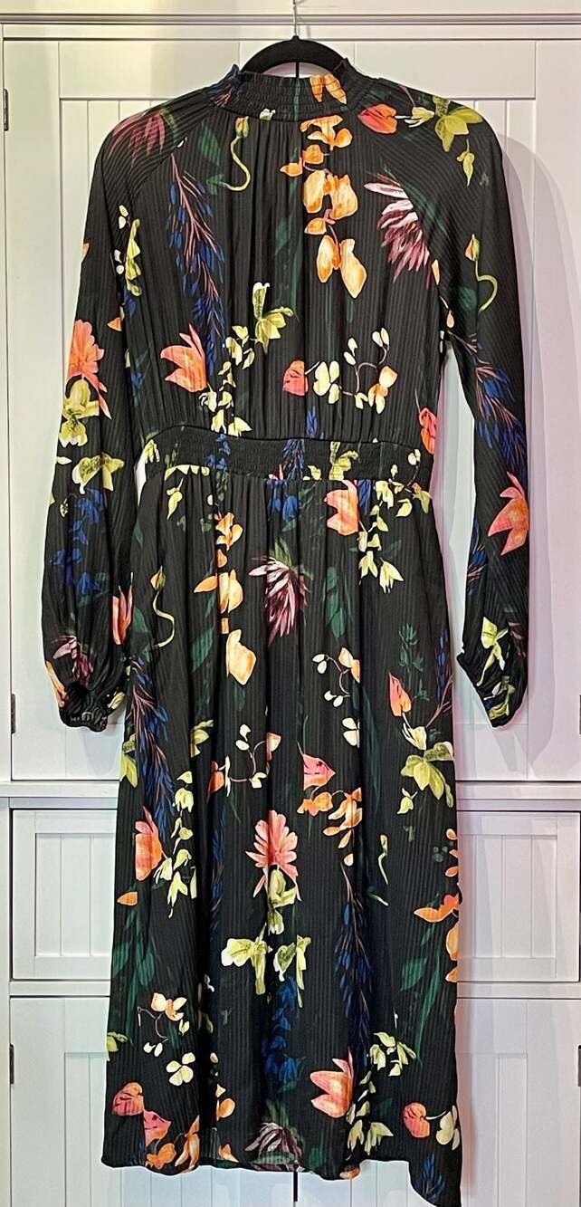 A New Day Women's Floral Print Long Sleeve Smocked Mock Neck Midi Dress